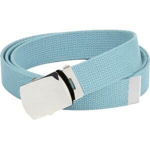 Hold’Em Mens Military Canvas Webbing Belts Slider Buckle Adjustable - Light Blue